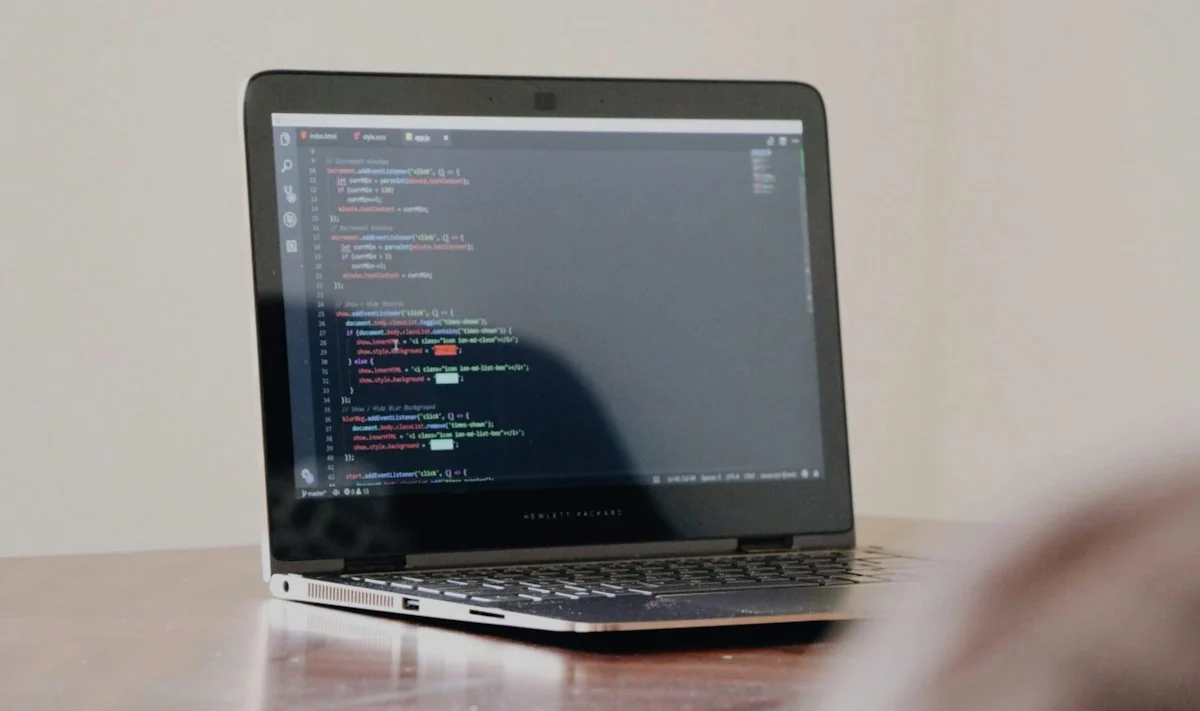 Laptop displaying software source code
